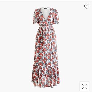 J. Crew Poppy Print V-Neck Maxi Dress (Small)